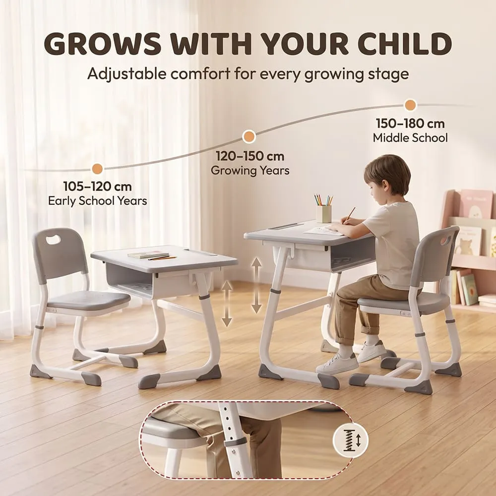 height adjustable features with Smart Kids STudy table grey