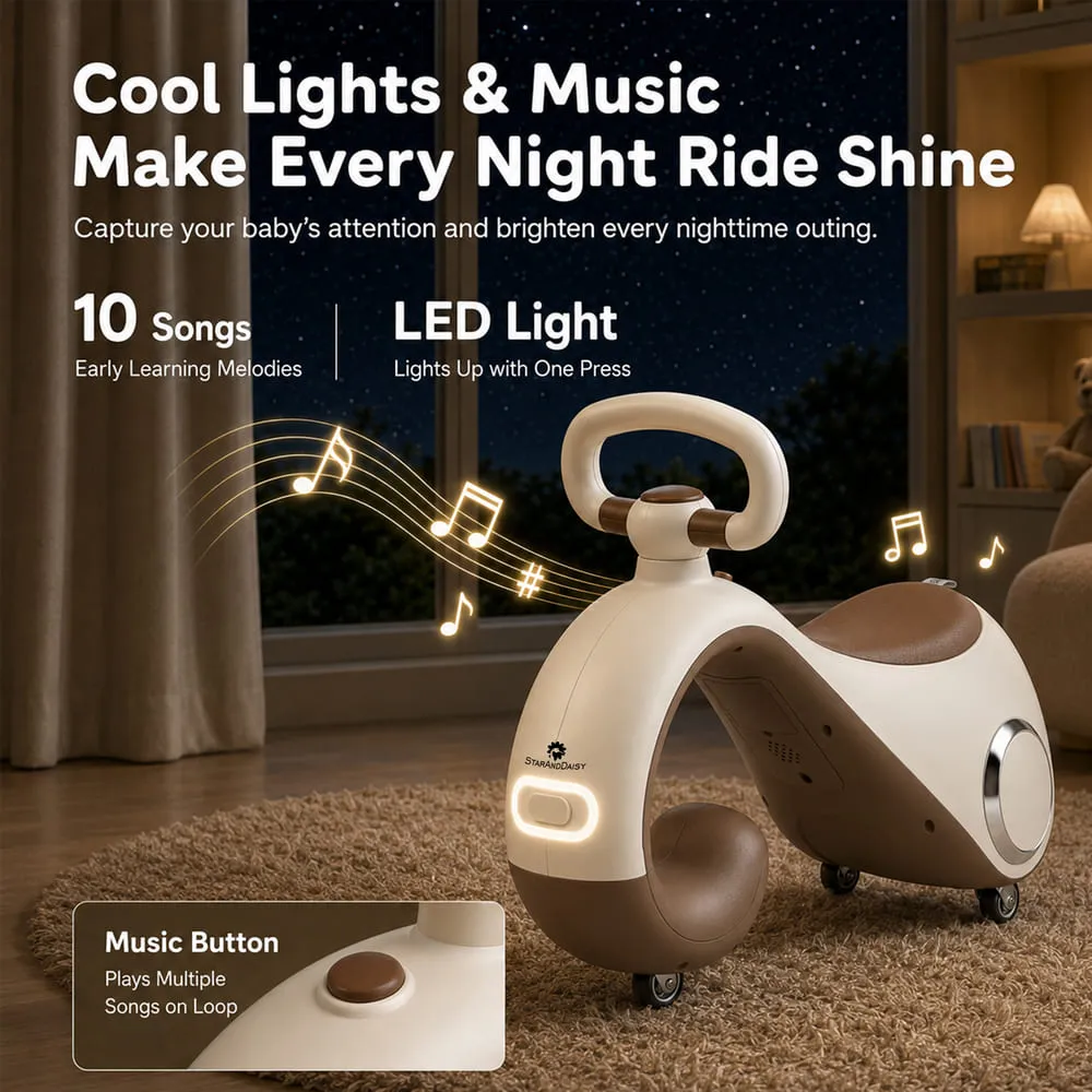 light and music Mini move Balancing Bike Swing Car brown