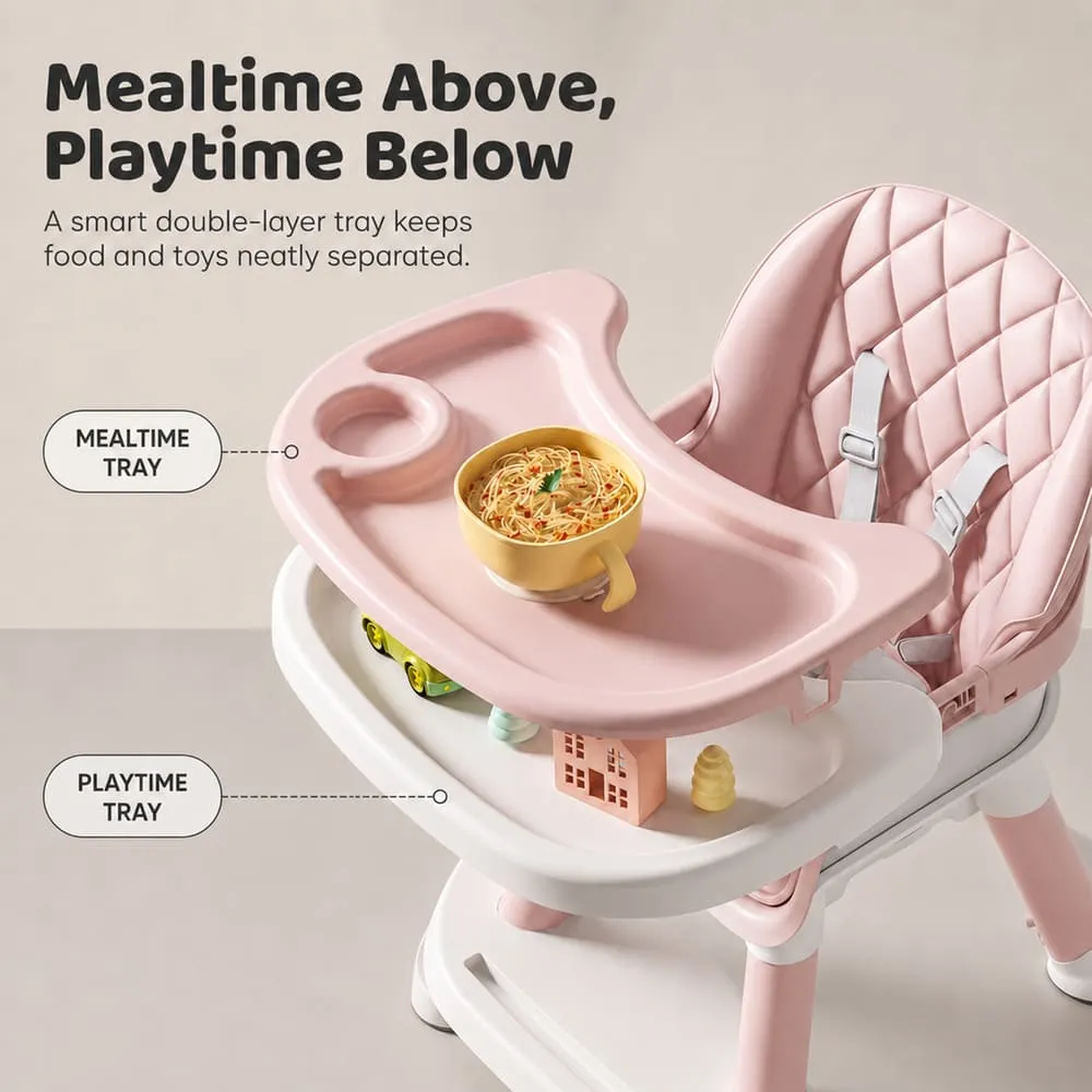 mealtime Multifunctional Dining Baby High Chair pink