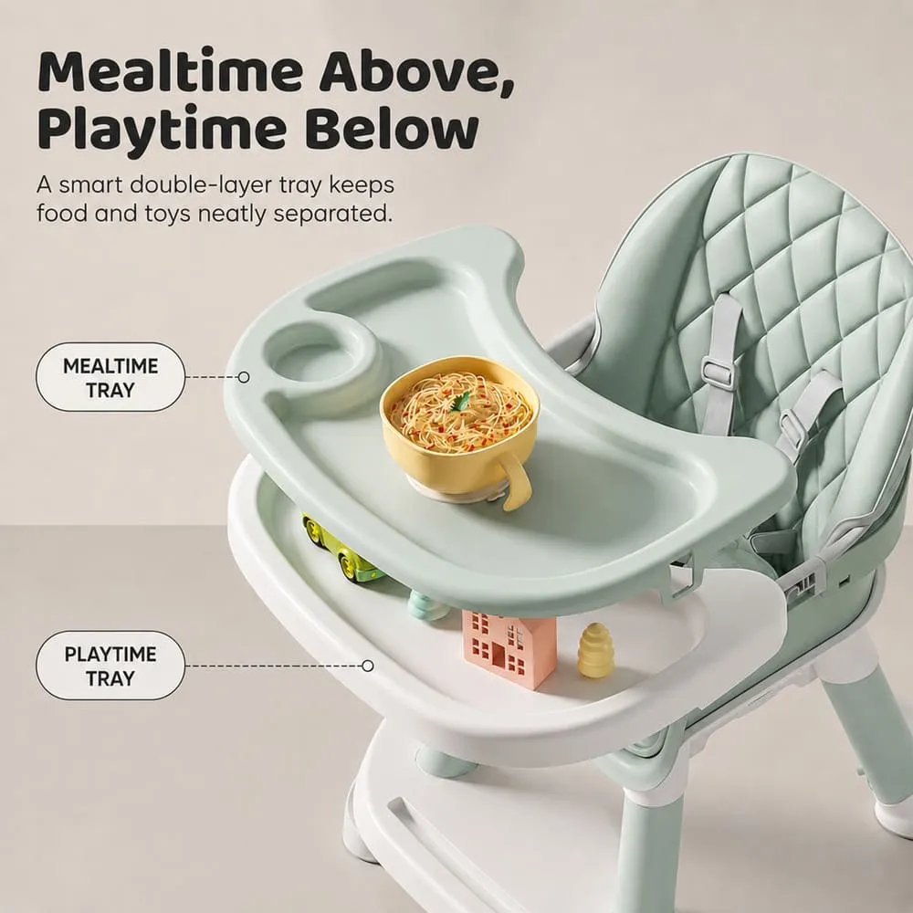 mealtime above Multifunctional Dining Baby High Chair green
