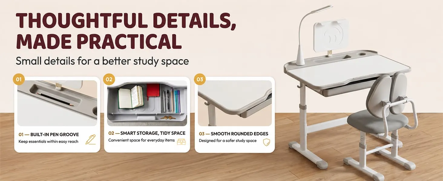 Multi-function Kids Study Table and Chair Set