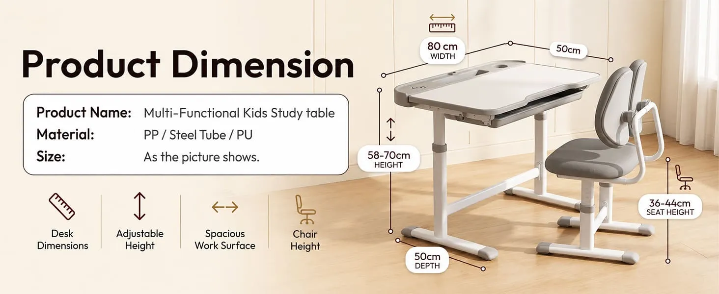 Multi-function Kids Study Table and Chair Set