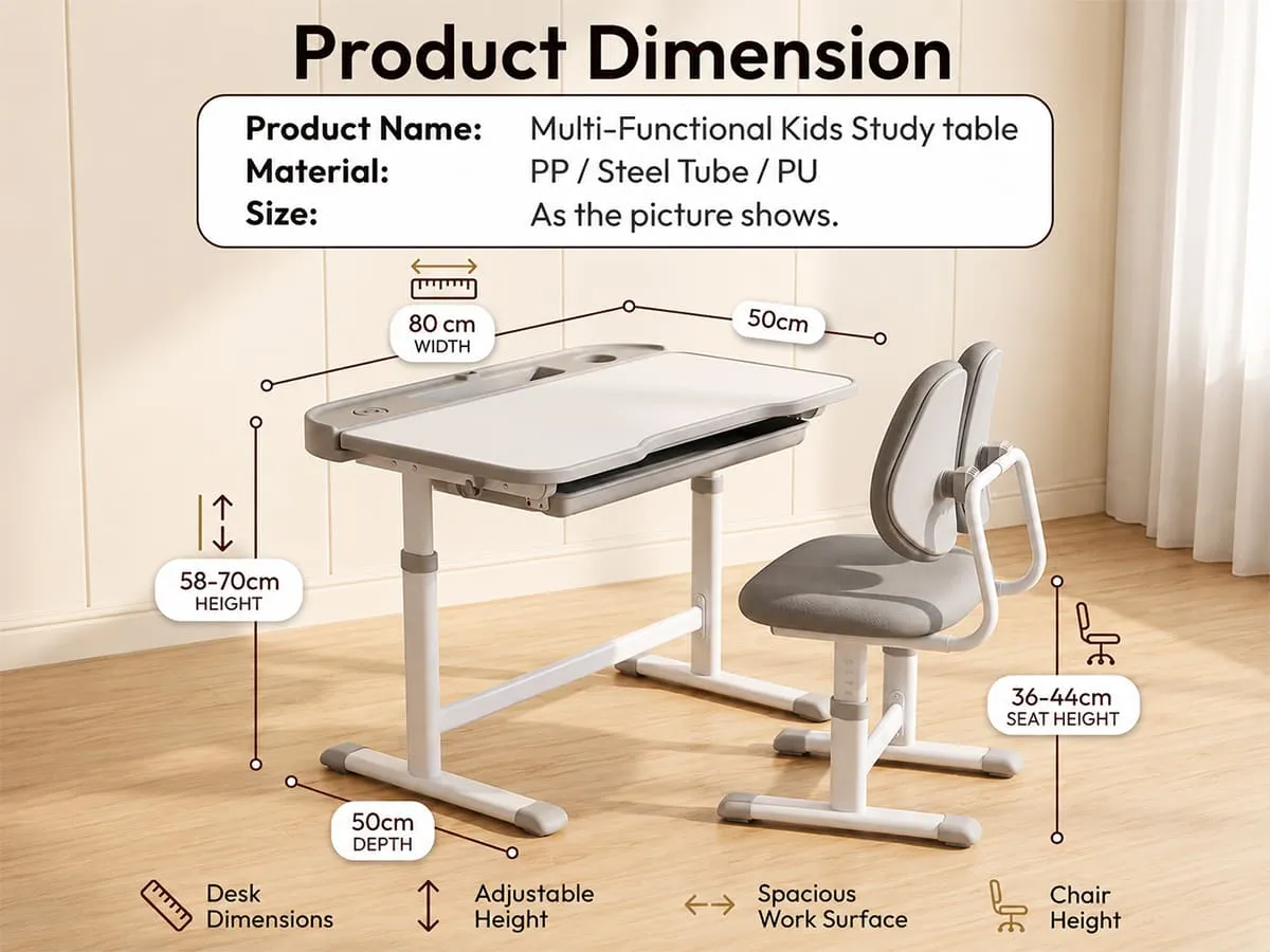 Multi-function Kids Study Table and Chair Set