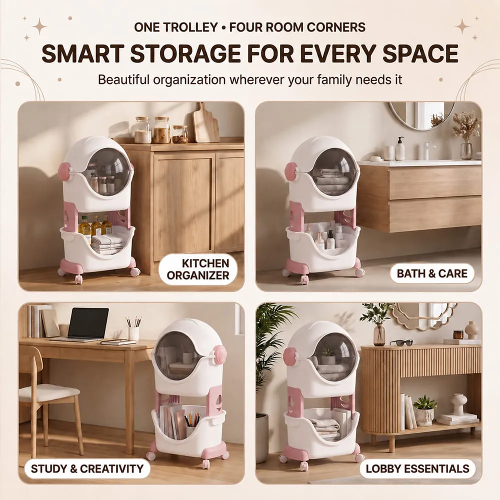 multi usage Astronaut Smart storage small organizer pink