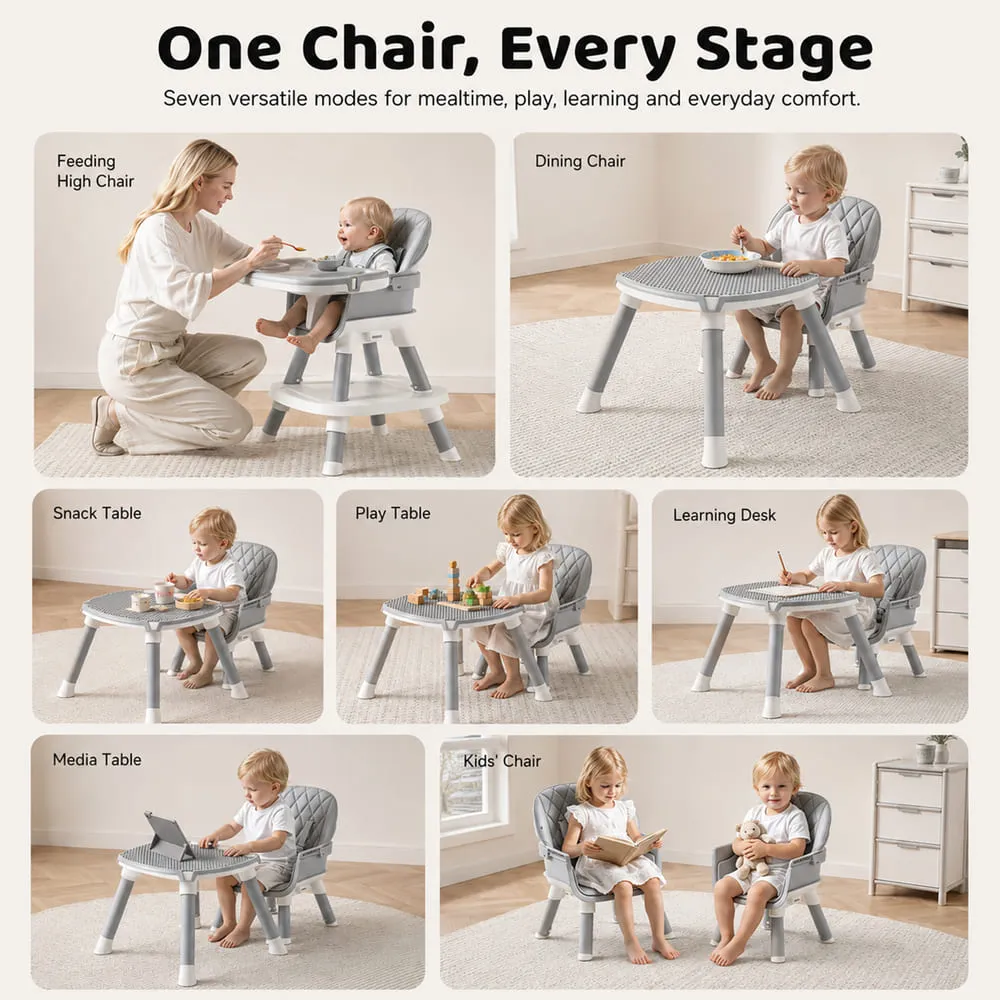 multi usage Multifunctional Dining Baby High Chair grey