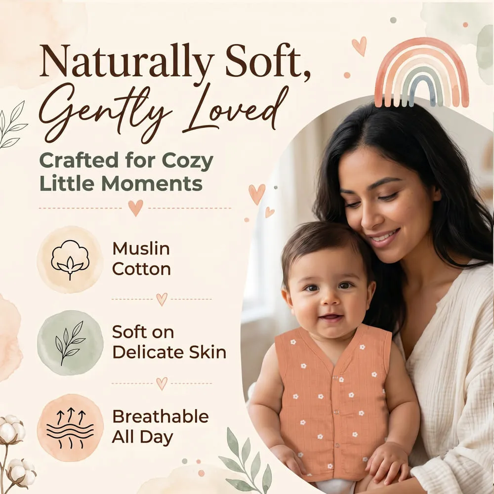 naturally soft muslin jhabla set of 4 tich button