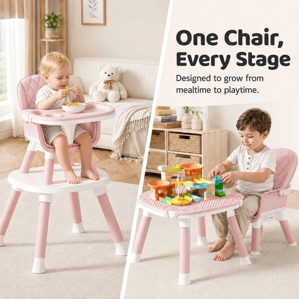 one chair for every stage New Multifunctional Dining Baby High Chair pink
