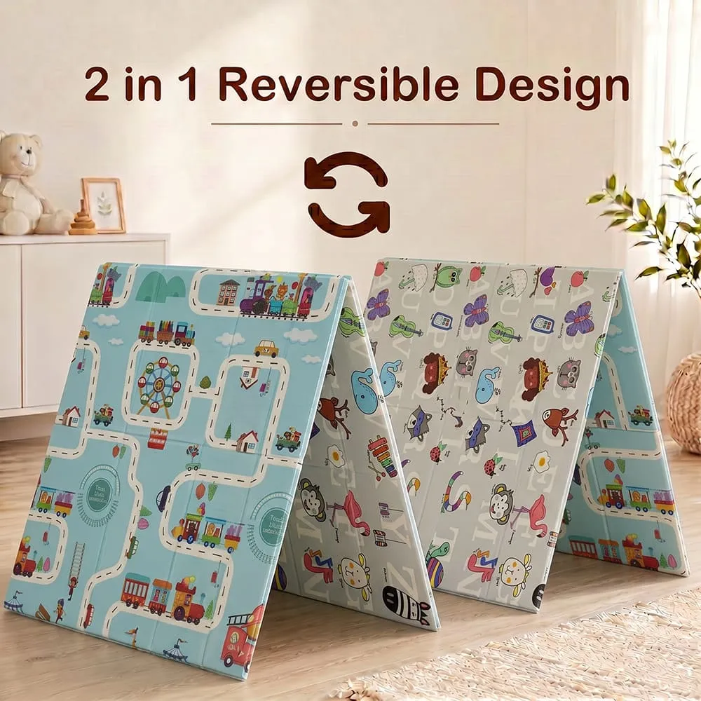 reversible Baby Play Mat 6mm animal train alphabet