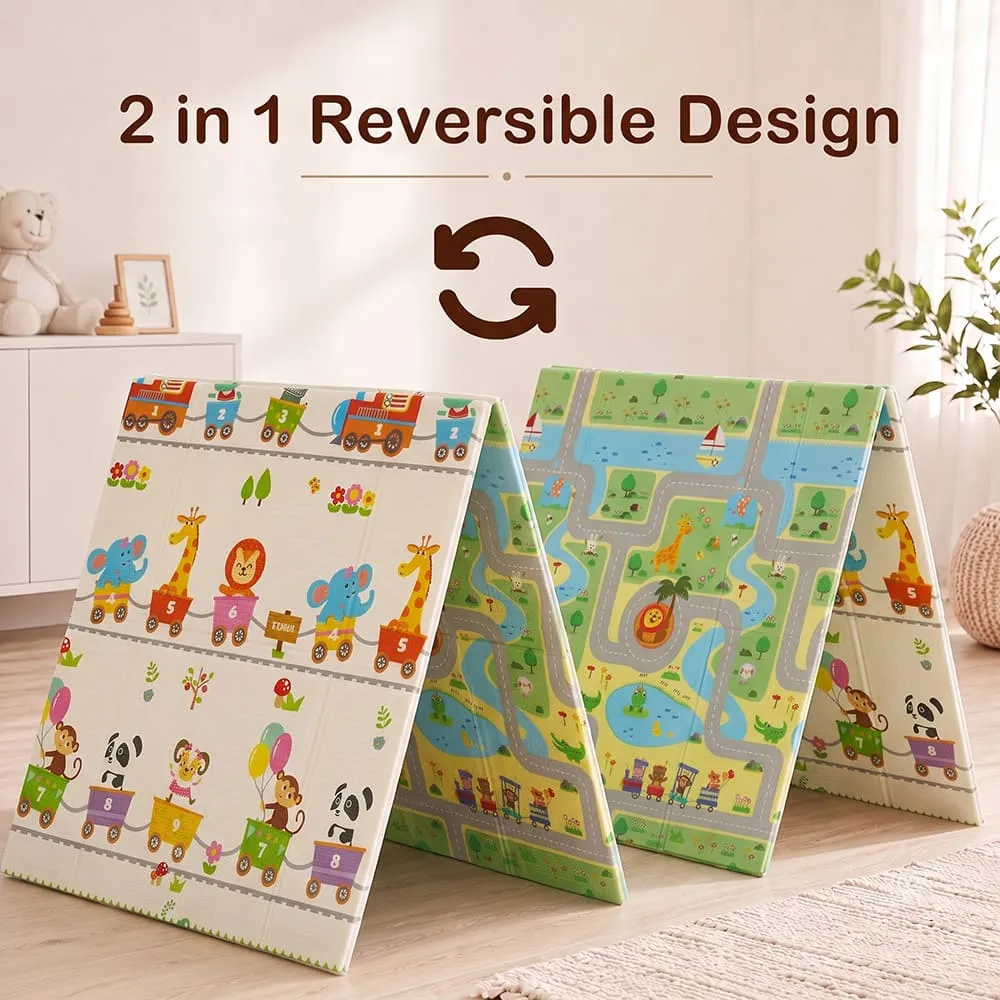 reversible Baby Play Mat 6mm animal train