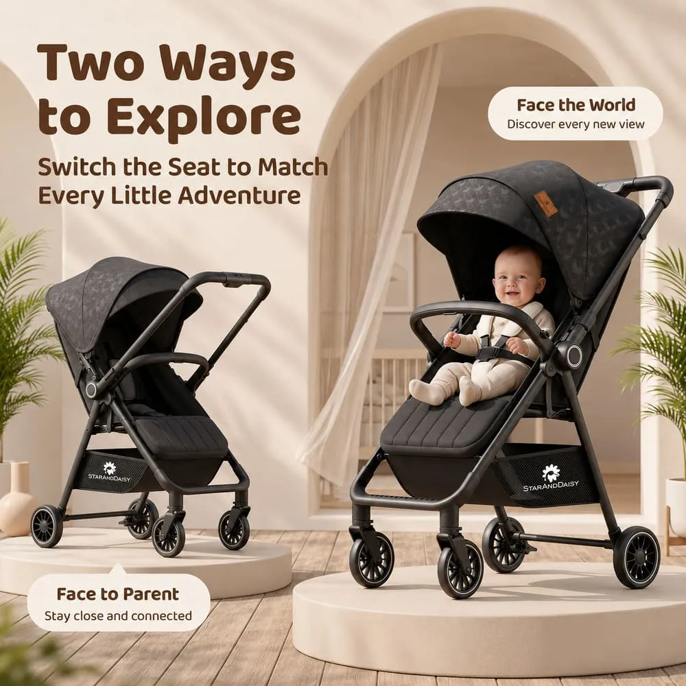 reversible handle bliss baby stroller black