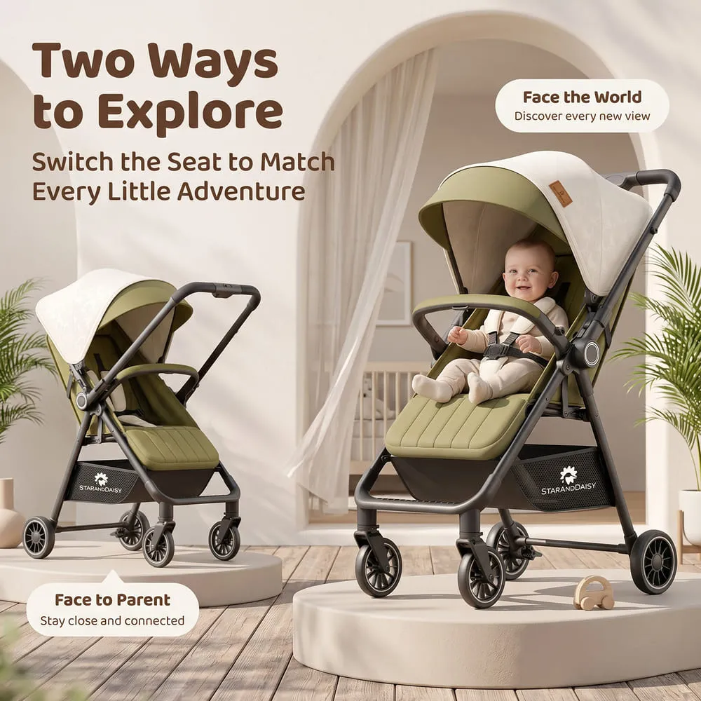 reversible handle bliss baby stroller green