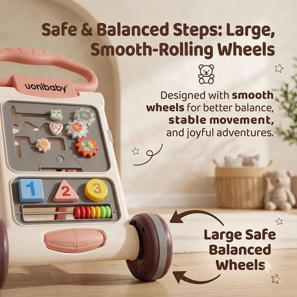 safe and balanced uonibaby activity push walker beige