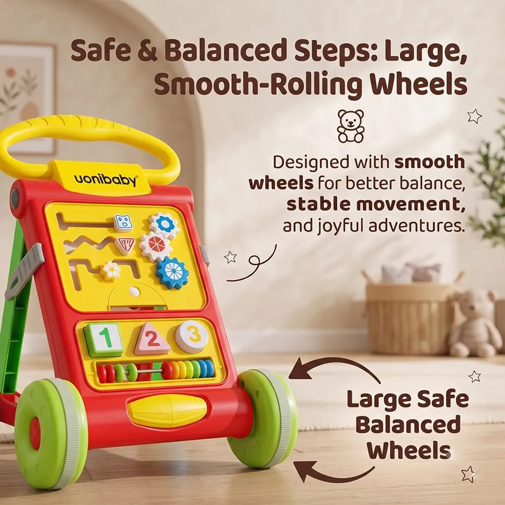 safe balanced uonibaby activity push walker red
