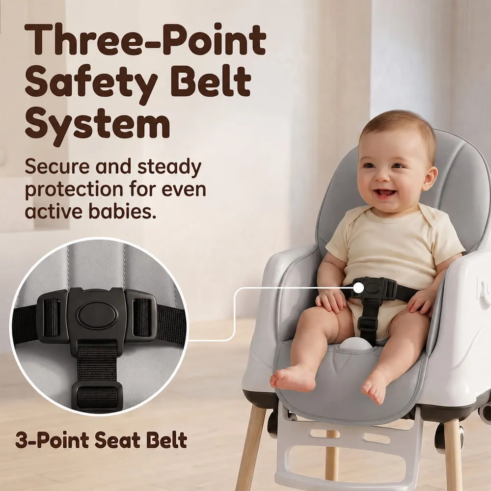 safety belt 4 in 1 Baby high chair grey
