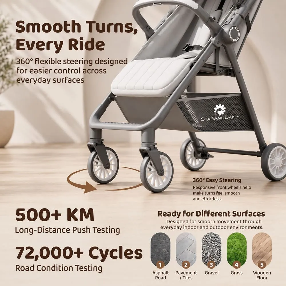smooth turn bliss baby stroller grey