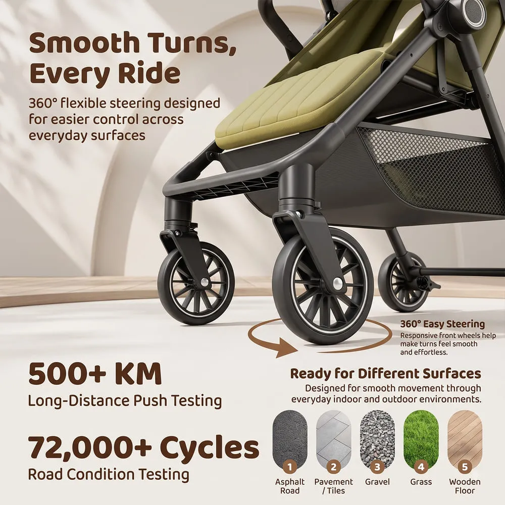smooth turns bliss baby stroller green
