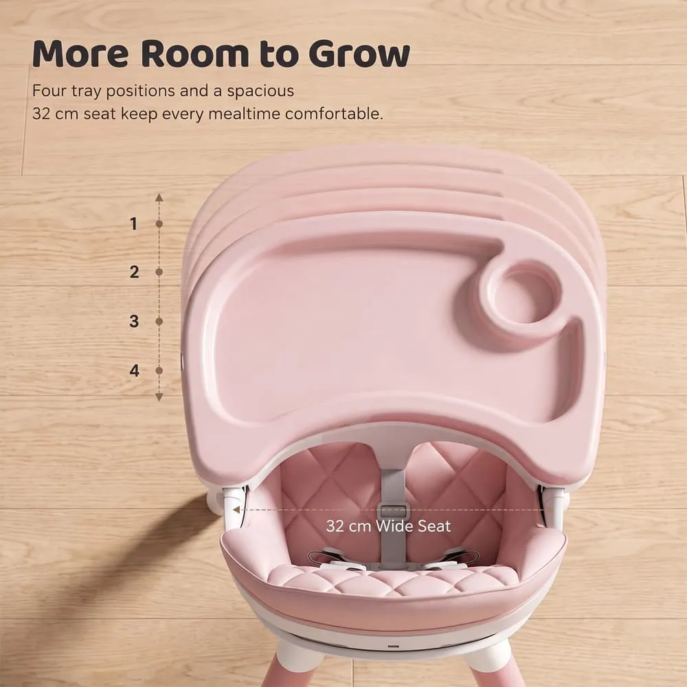 spacious Multifunctional Dining Baby High Chair pink
