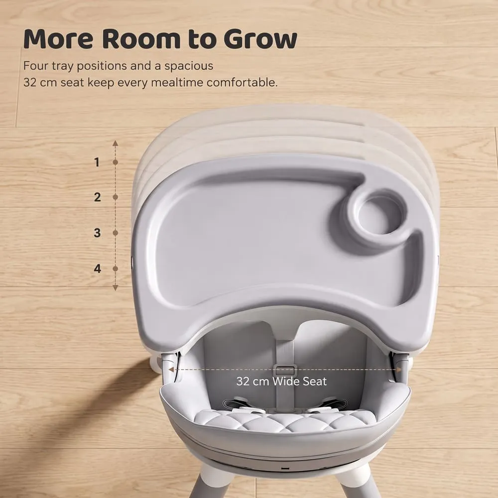 spcious Multifunctional Dining Baby High Chair grey