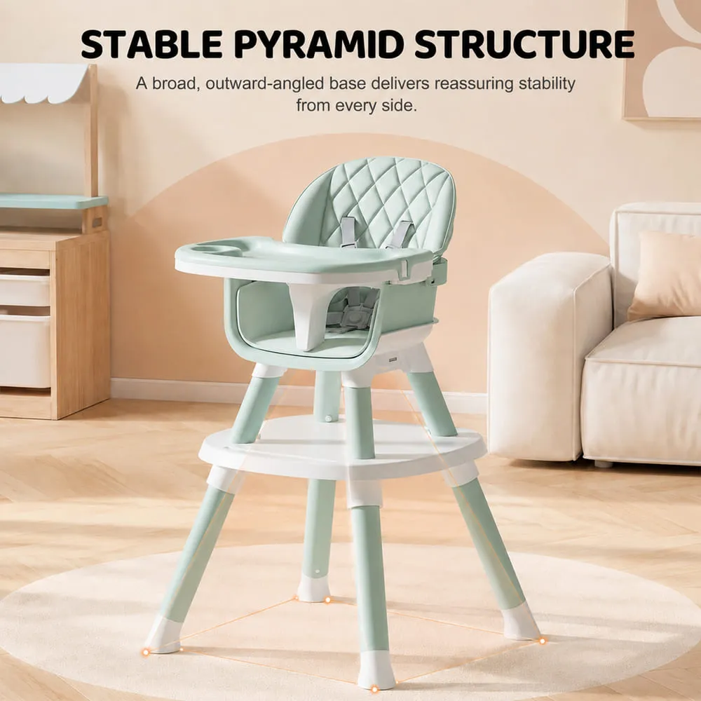 stable pyramid structure Multifunctional Dining Baby High Chair green