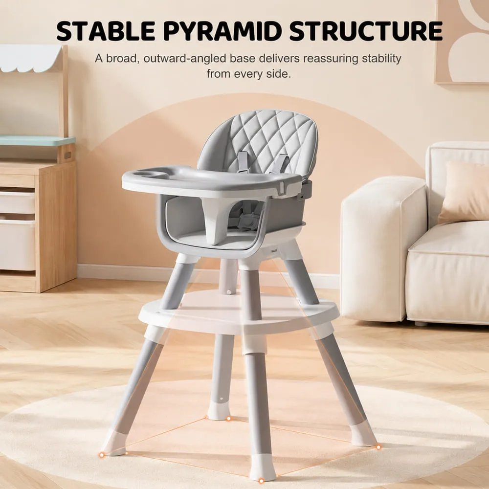 stable pyramid structure Multifunctional Dining Baby High Chair grey