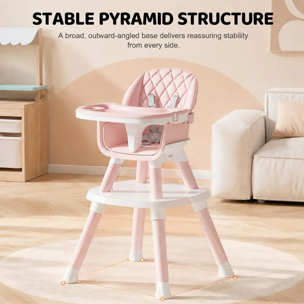stable pyramid structure Multifunctional Dining Baby High Chair pink