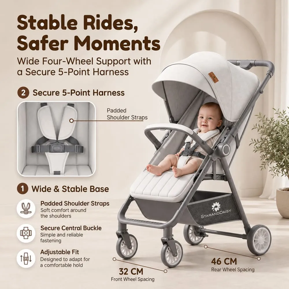 stable ride with bliss baby stroller grey