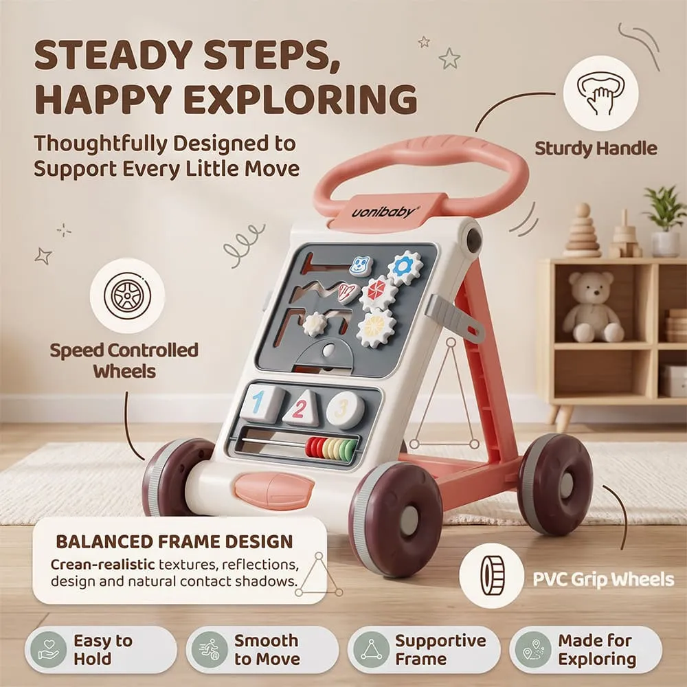 steady steps uonibaby activity push walker beige