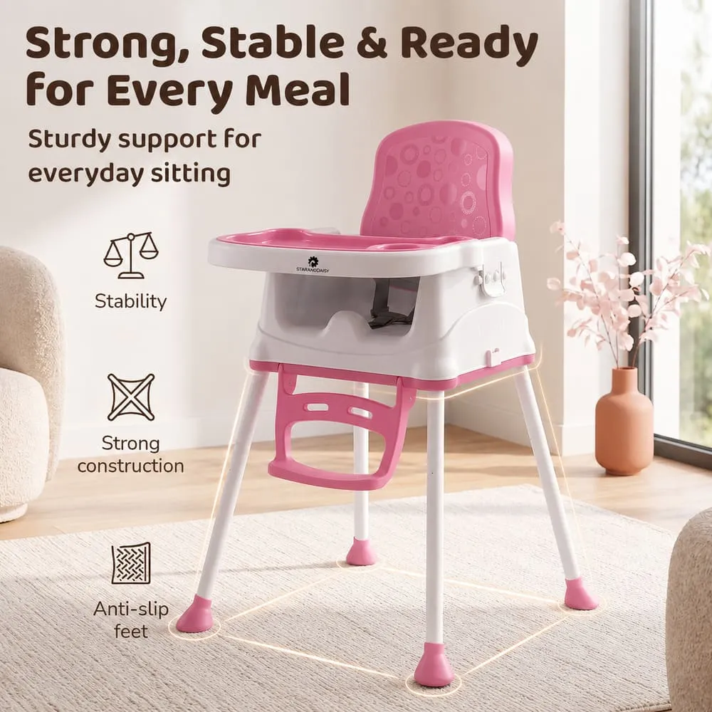 strong stable body of Munchkin Throne Baby High Chair Pink