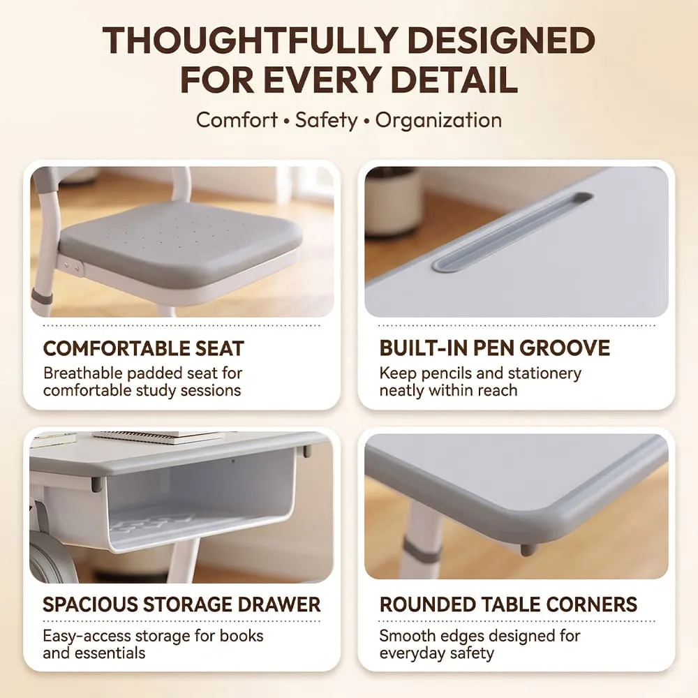 thoughfully designed Smart Kids STudy table grey
