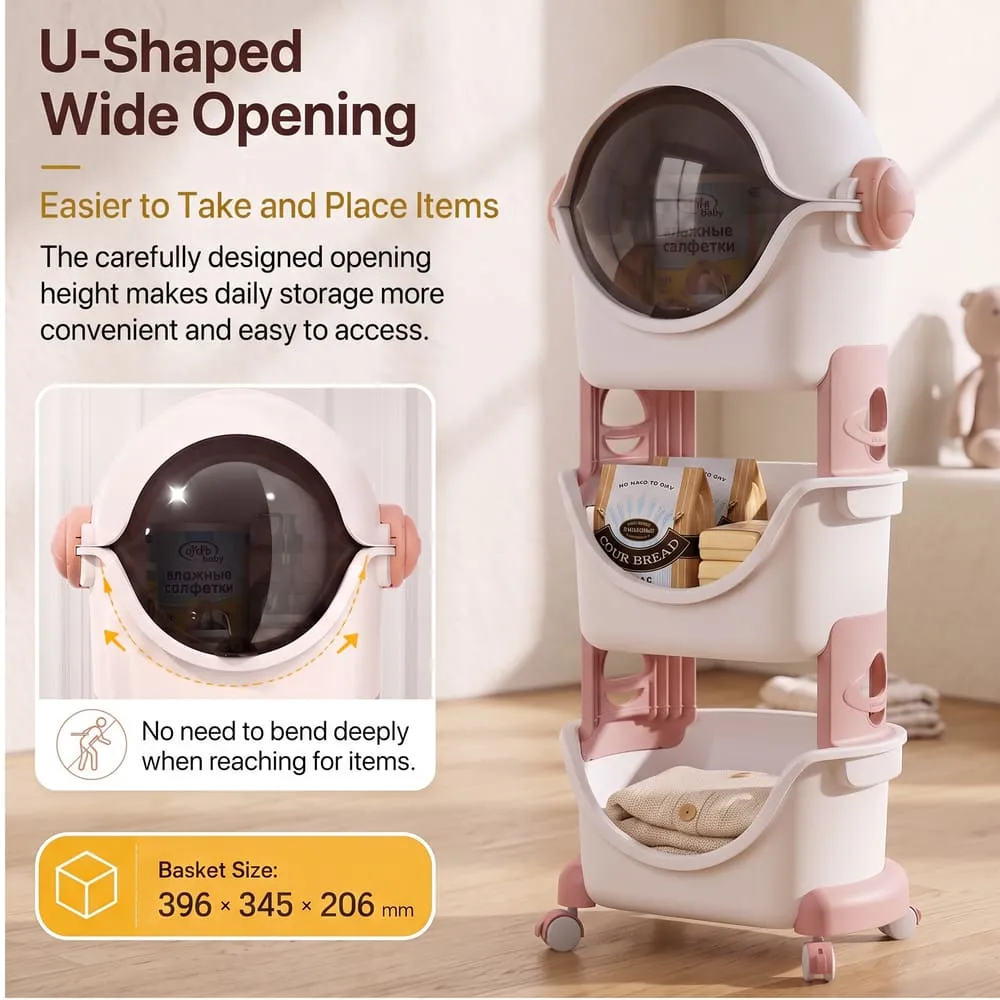 u shaped wide opening Astronaut Smart storage organizer pink
