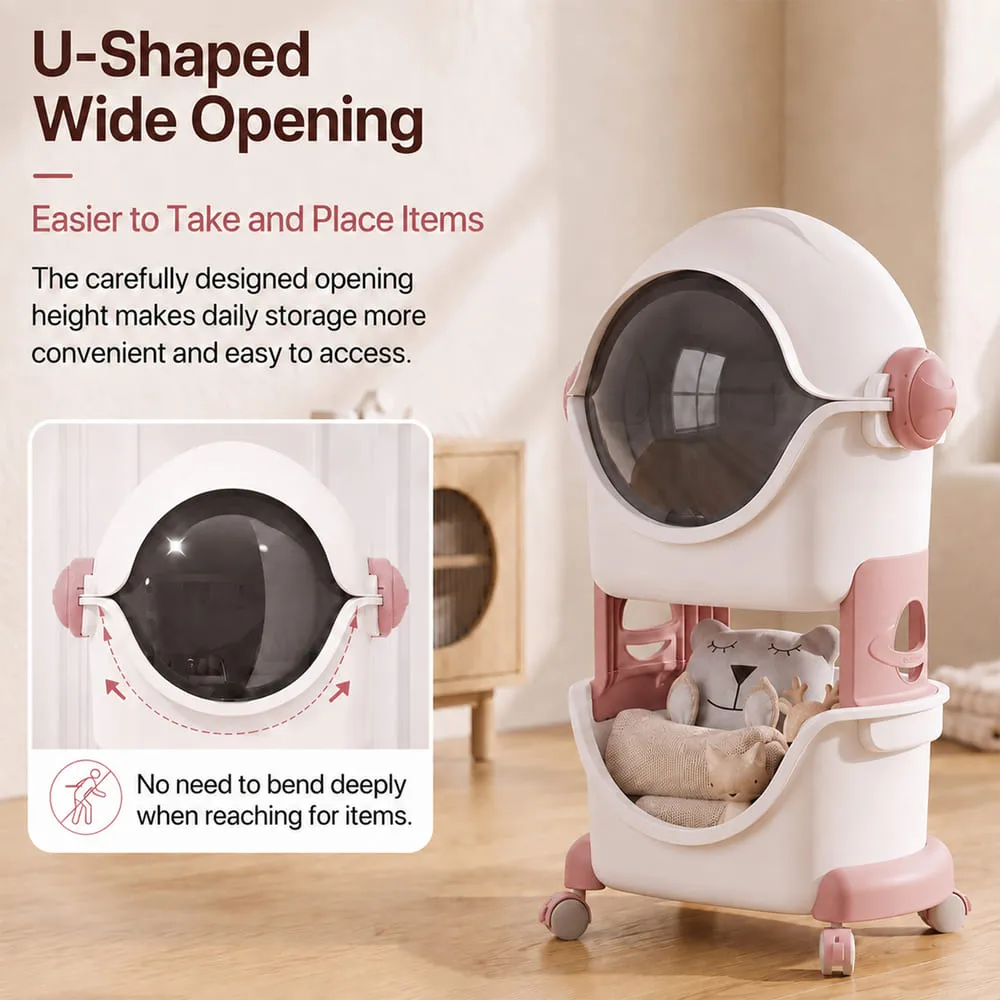 u shaped wide opening Astronaut Smart storage small organizer pink