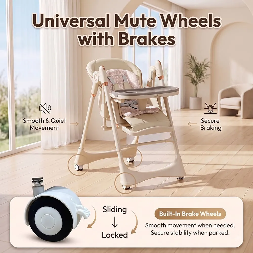 universal mute wheel with brake 2 in 1 Swing Royal High Chair brown