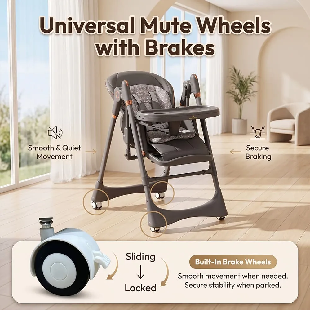 universal mute wheel with brake 2 in 1 Swing Royal High Chair grey