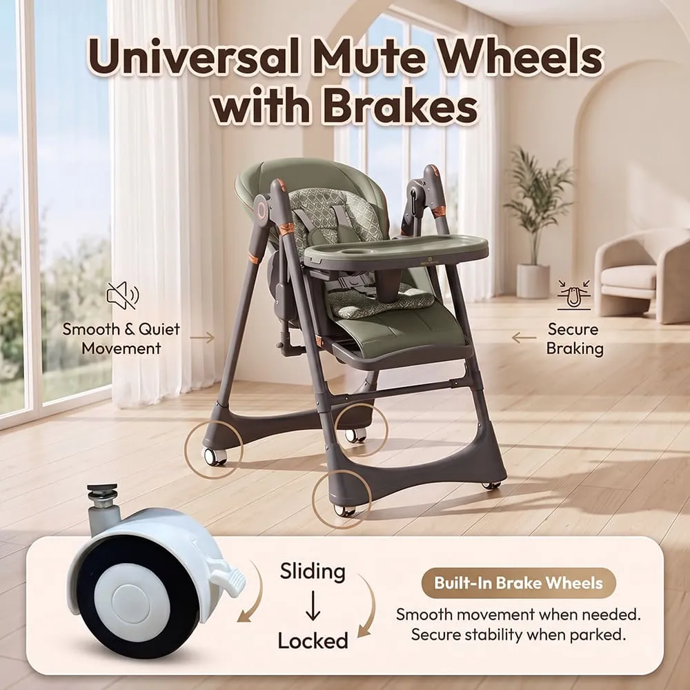 universal mute wheels 2 in 1 Swing Royal High Chair green