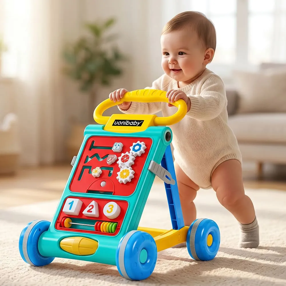 uonibaby activity push walker blue yellow