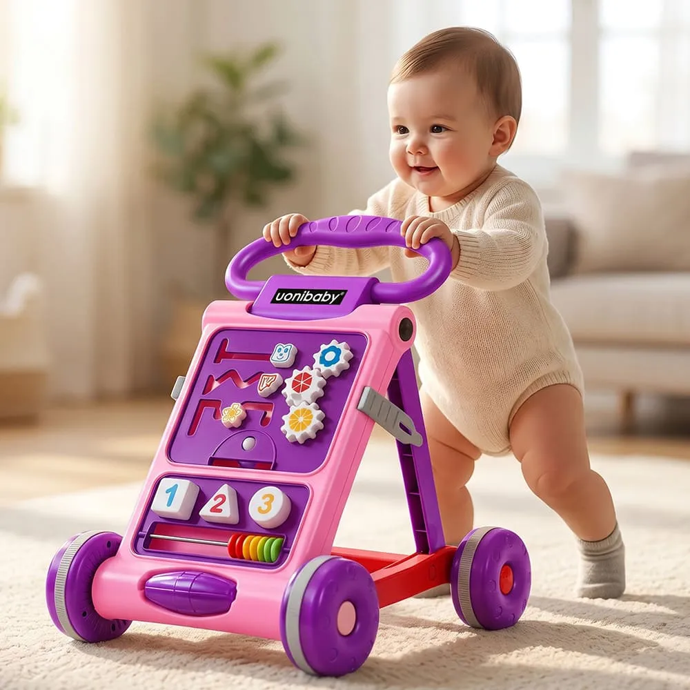uonibaby activity push walker pink purple