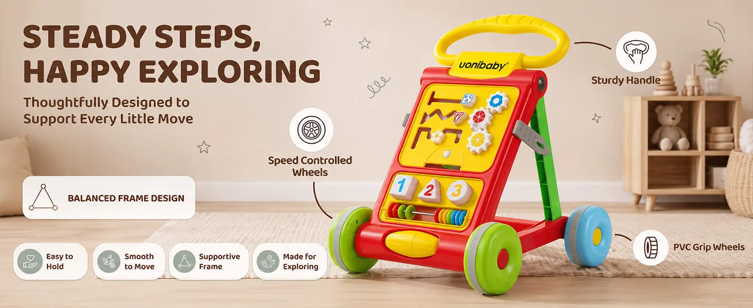 Baby Activity Push Walker with Interactive Learning Panel