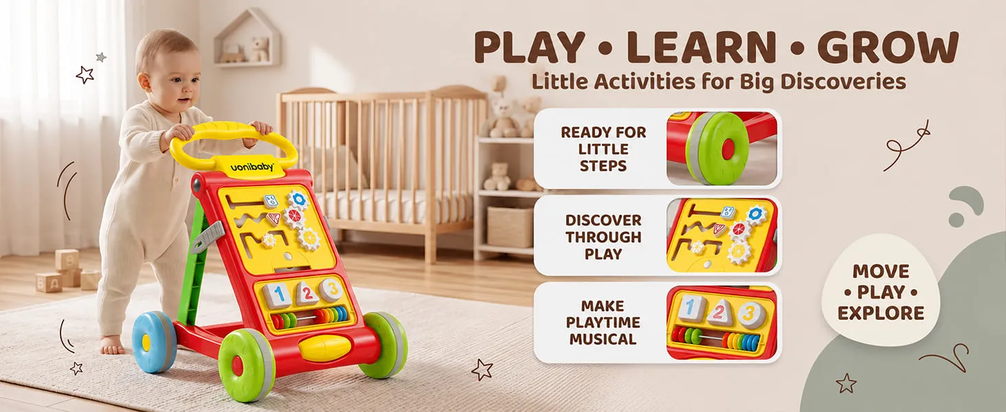Baby Activity Push Walker with Interactive Learning Panel