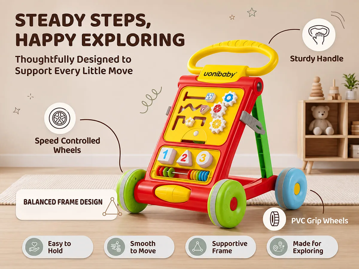 Baby Activity Push Walker with Interactive Learning Panel