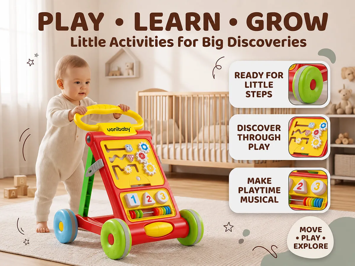 Baby Activity Push Walker with Interactive Learning Panel