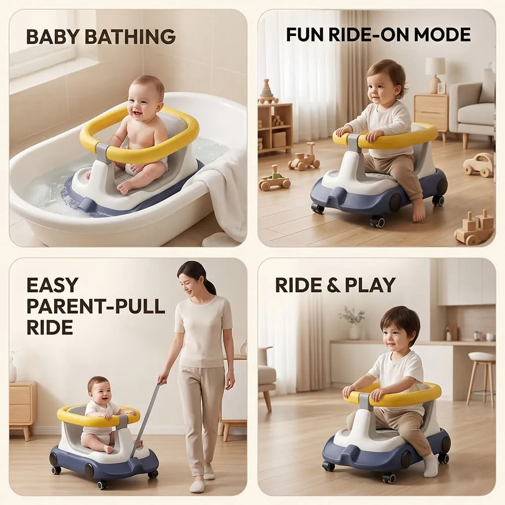usage of Multifunctional Baby Bath chair yellow blue