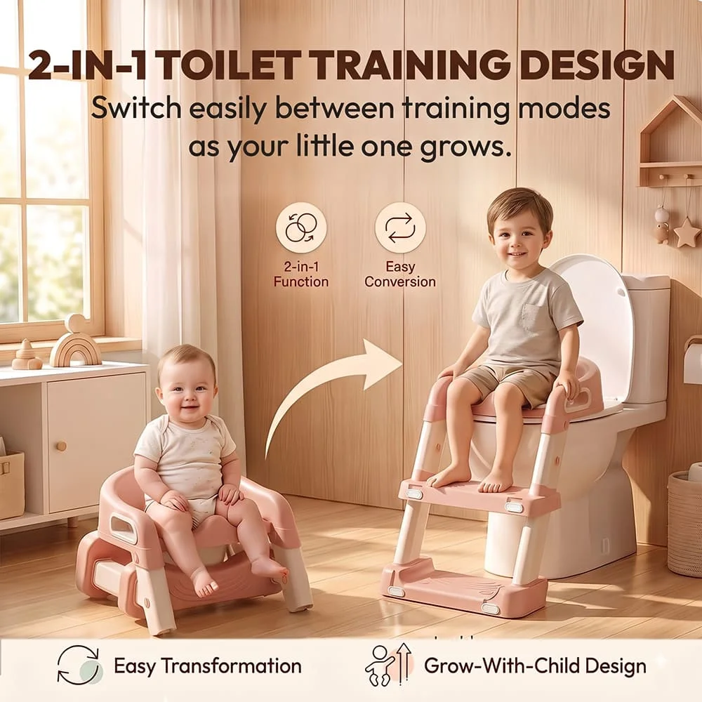 2 in 1 stepup Toilet Trainer pink1