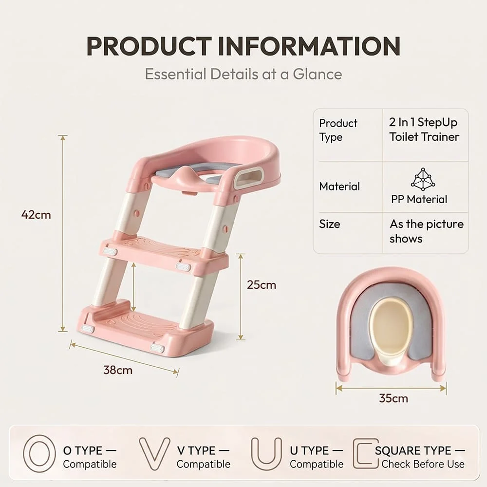 2 in 1 stepup Toilet Trainer pink7
