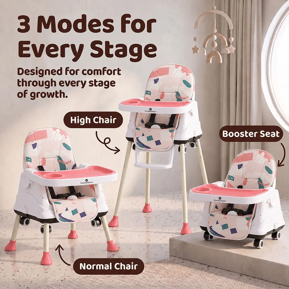 3 modes 4 in 1 High Chair printed pink