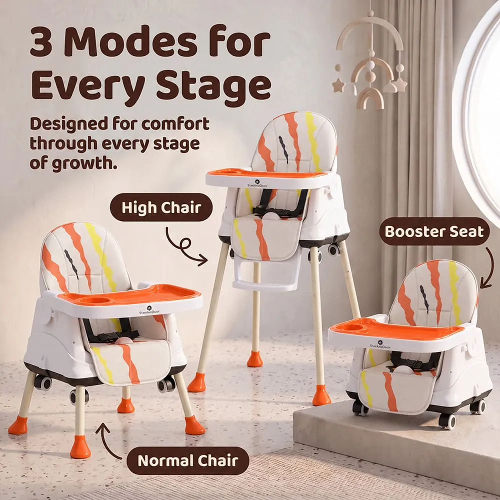 3 modes every stage 4 in 1 High Chair printed orange