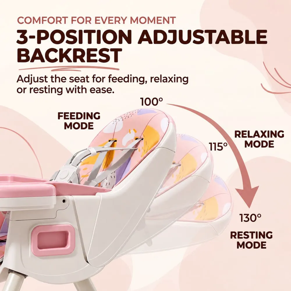 3 position adjustable Tiny taster baby high Chair pink