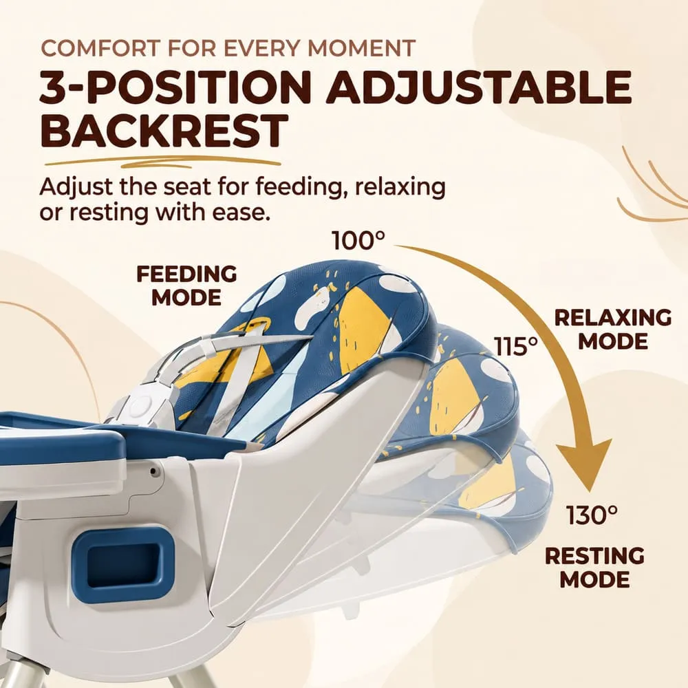 3 position adjustable backrest Tiny taster baby high Chair dark blue