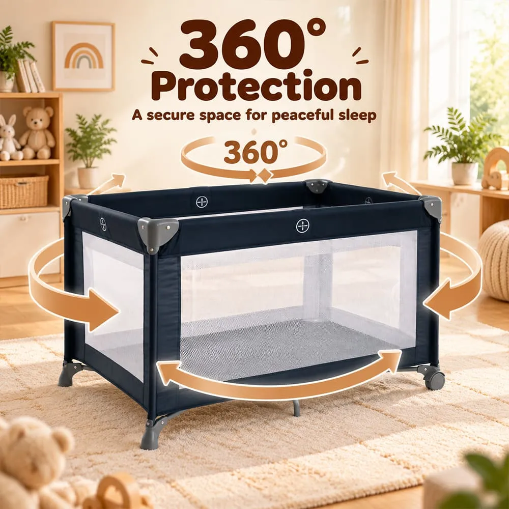 360 degree protection Baby Playpen Crib Blue