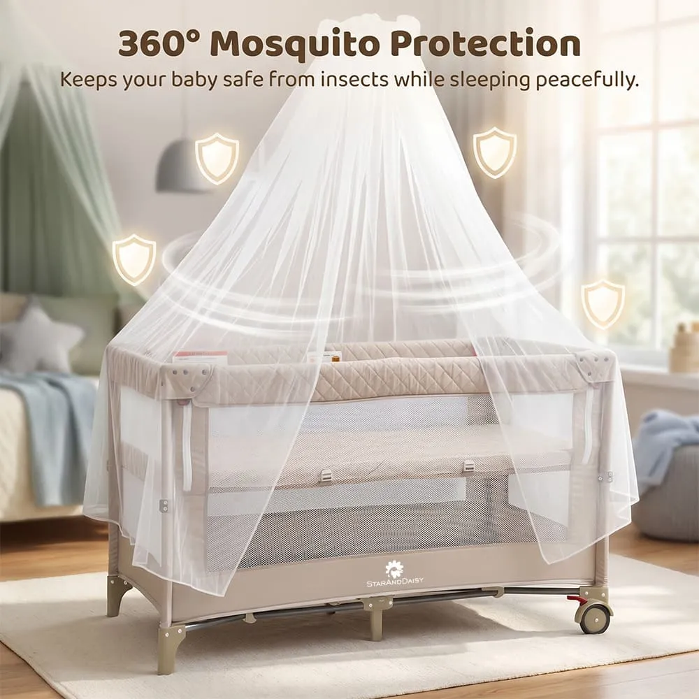 360 mosquito Cozycove Baby Crib Light brown
