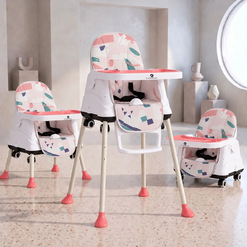 4 in 1 High Chair printed pink